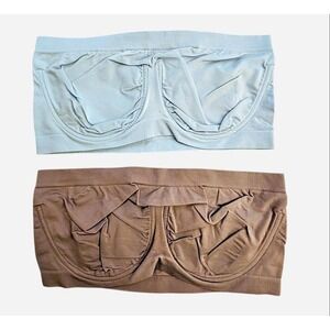Lot Of 2 Rhonda Shear Strapless Bandeaux Bras Blue Brown Size 2x New In Package